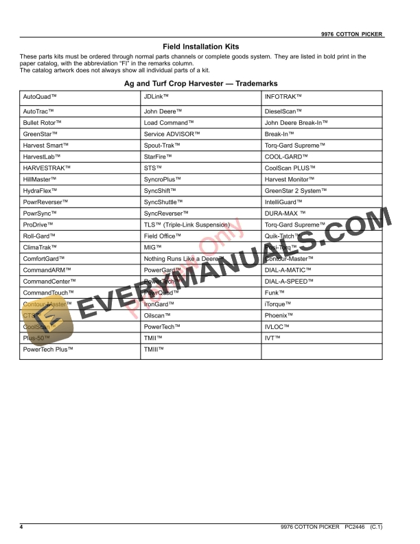John Deere 9976 COTTON PICKER Parts Catalog PC2446 26APR23 5 John Deere 9976 COTTON PICKER Parts Catalog PC2446 26APR23-4