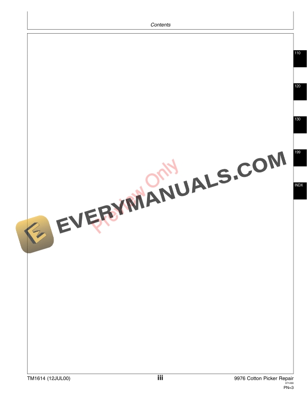 John Deere 9976 Cotton Picker Technical Manual TM1614 12JUL00 5