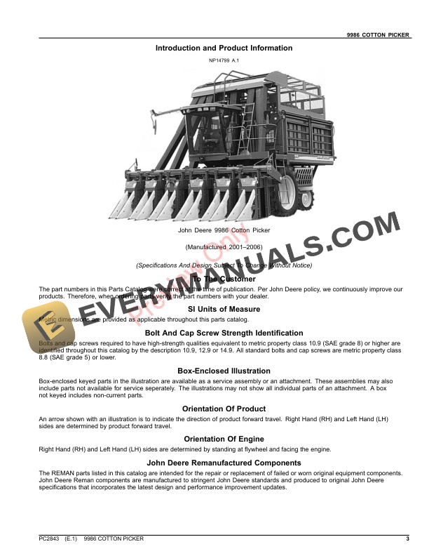 John Deere 9986 COTTON PICKER Parts Catalog PC2843 26APR23-3