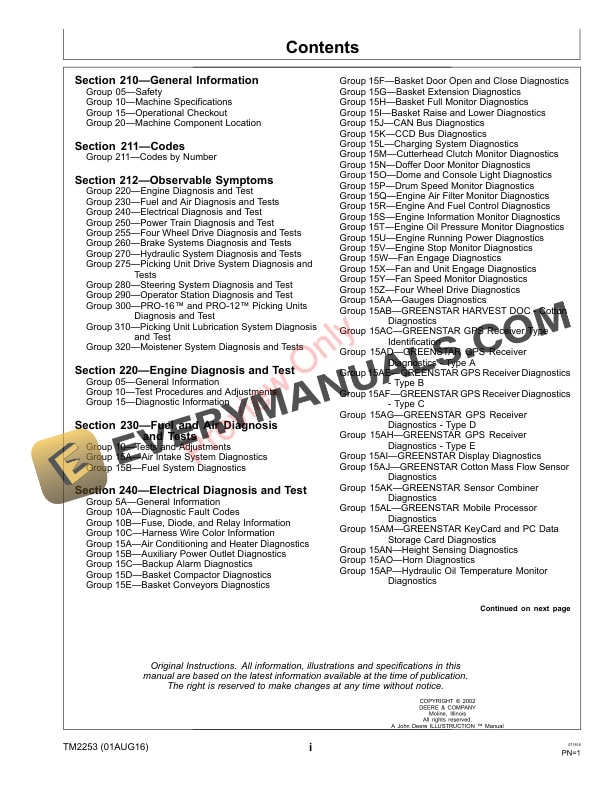 John Deere 9996 Cotton Pickers Diagnostic Technical Manual TM2253 01AUG16 3