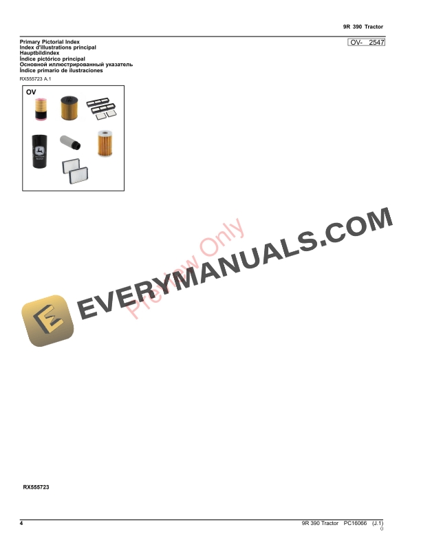 John Deere 9R 390 Tractor Parts Catalog PC16066 26NOV23-4