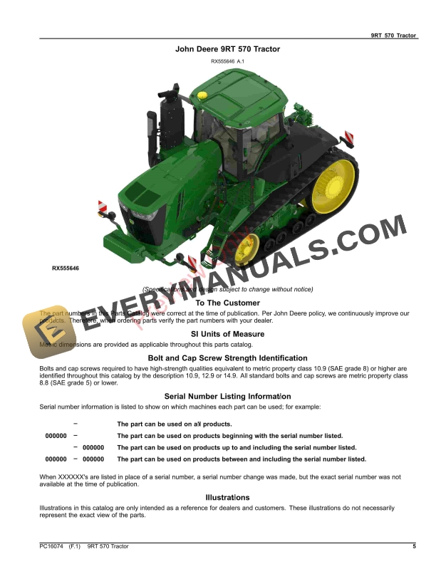 John Deere 9RT 570 Tractor Parts Catalog PC16074 26NOV23 6 John Deere 9RT 570 Tractor Parts Catalog PC16074 26NOV23-5