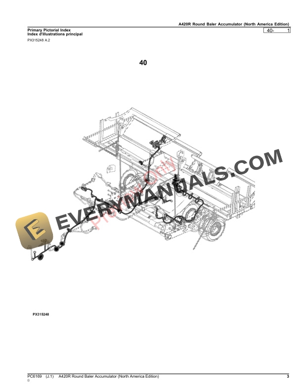 John Deere A420R Round Baler Accumulator Parts Catalog PC6169 14DEC21-3