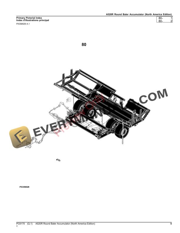 John Deere A520R Round Baler Accumulator Parts Catalog PC6170 14DEC21-5