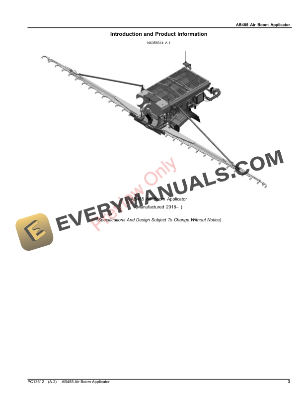 John Deere AB485 Air Boom Applicator Parts Catalog PC13612 27JUL23-3