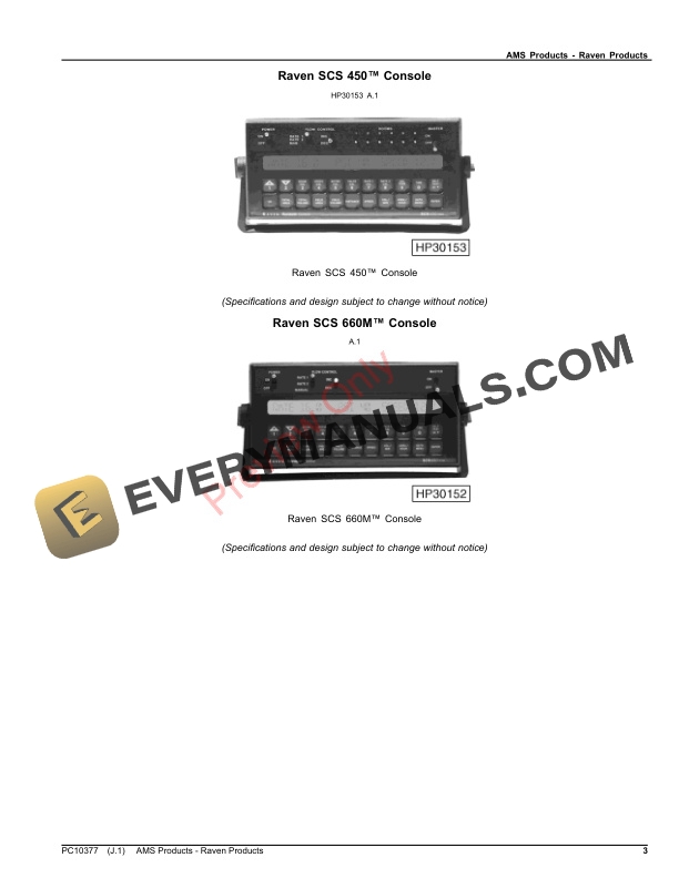 John Deere AMS Products Raven Products Parts Catalog PC10377 06AUG23 3