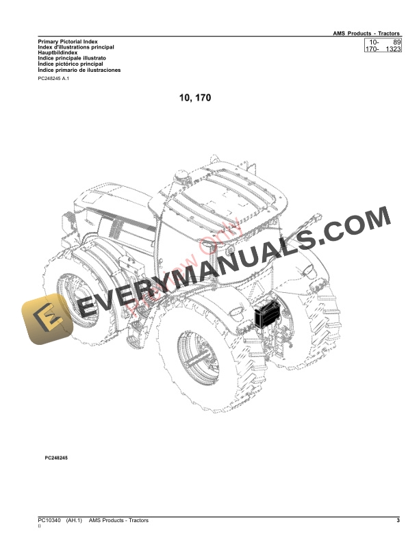 John Deere AMS Products Tractors Parts Catalog PC10340 16NOV23 3