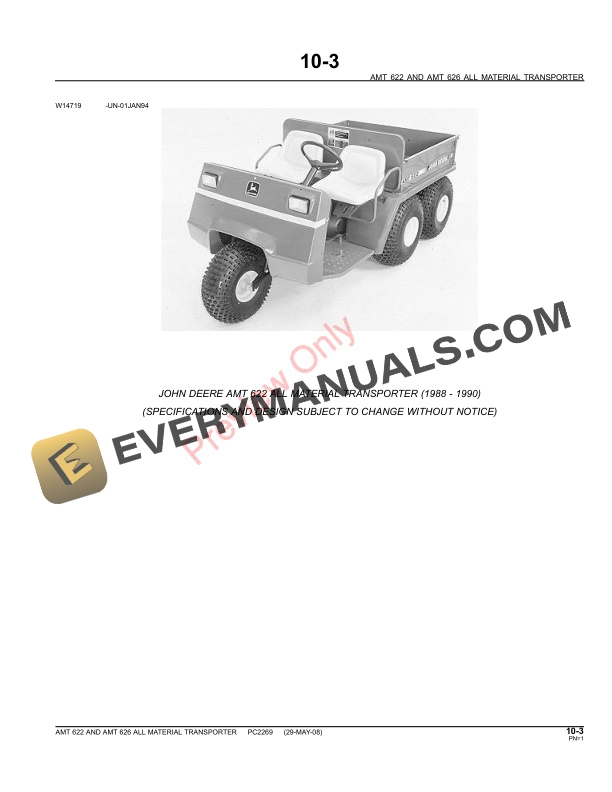 John Deere AMT 622, AMT 626 All Material Transporters Parts Catalog PC2269 10JUN11-3