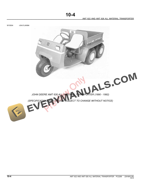 John Deere AMT 622, AMT 626 All Material Transporters Parts Catalog PC2269 10JUN11-4