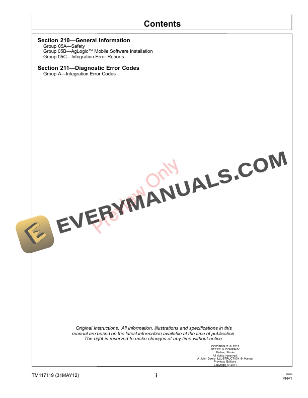 John Deere AgLogic AMS Technical Manual TM117119 31MAY12 3