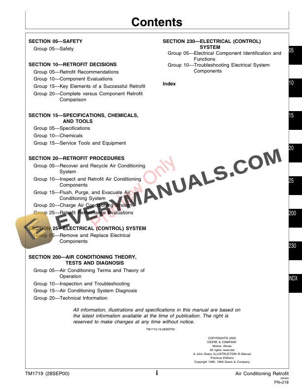 John Deere Air Conditioning Retrofit From R 12 To R 134A Technical Manual TM1719 28SEP00 3
