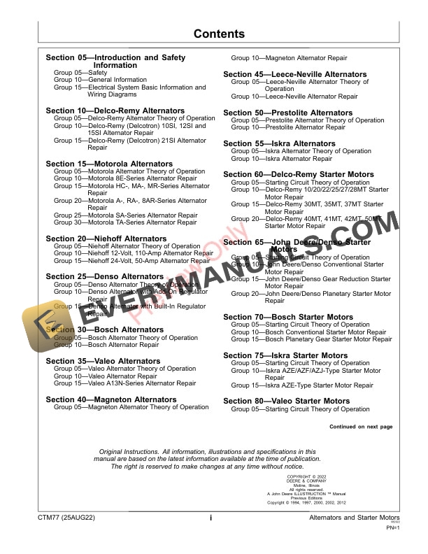 John Deere Alternators and Starter Motors Component Technical Manual CTM77 25AUG22 3 John Deere Alternators and Starter Motors Component Technical Manual CTM77 25AUG22 3