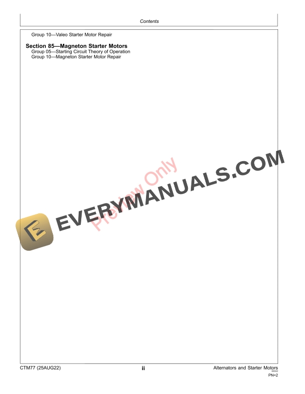 John Deere Alternators and Starter Motors Component Technical Manual CTM77 25AUG22 4 John Deere Alternators and Starter Motors Component Technical Manual CTM77 25AUG22 4