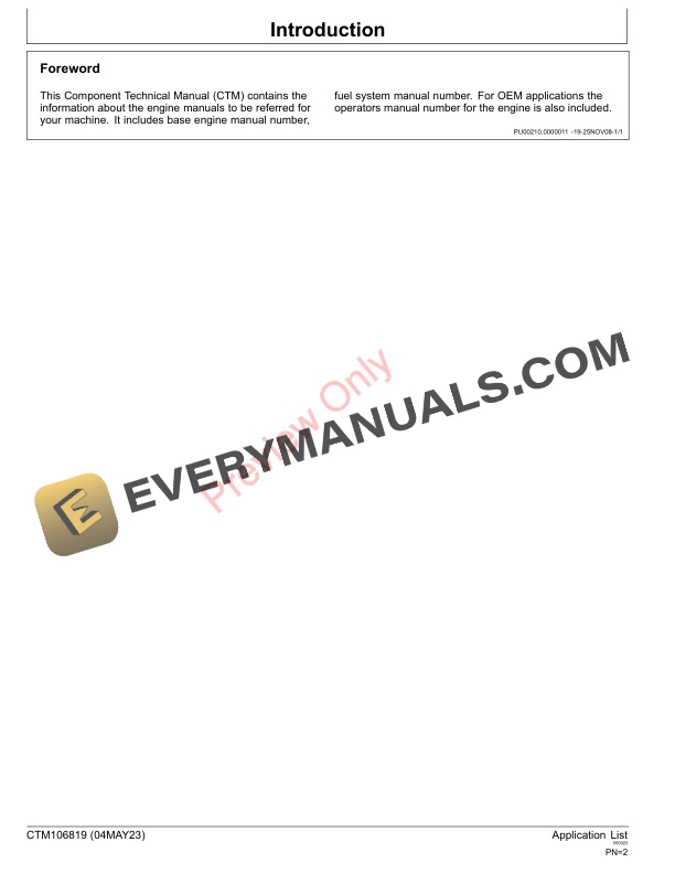 John Deere Application List Component Technical Manual CTM106819 04MAY23 2