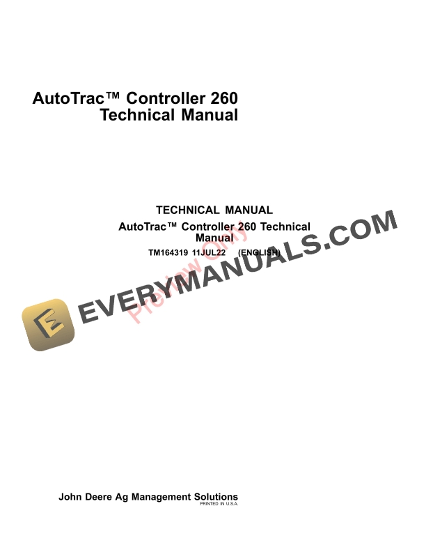 John Deere AutoTrac Controller 260 Technical Manual TM164319 11JUL22-1