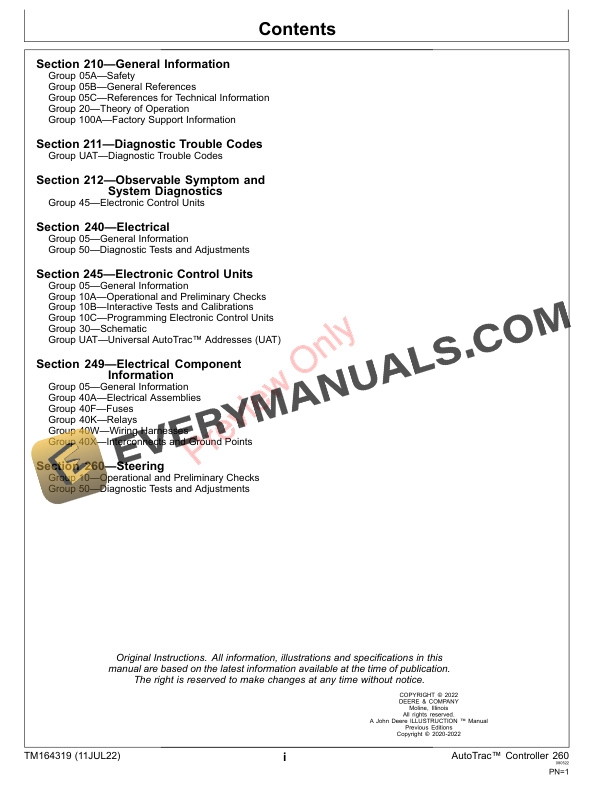 John Deere AutoTrac Controller 260 Technical Manual TM164319 11JUL22 3