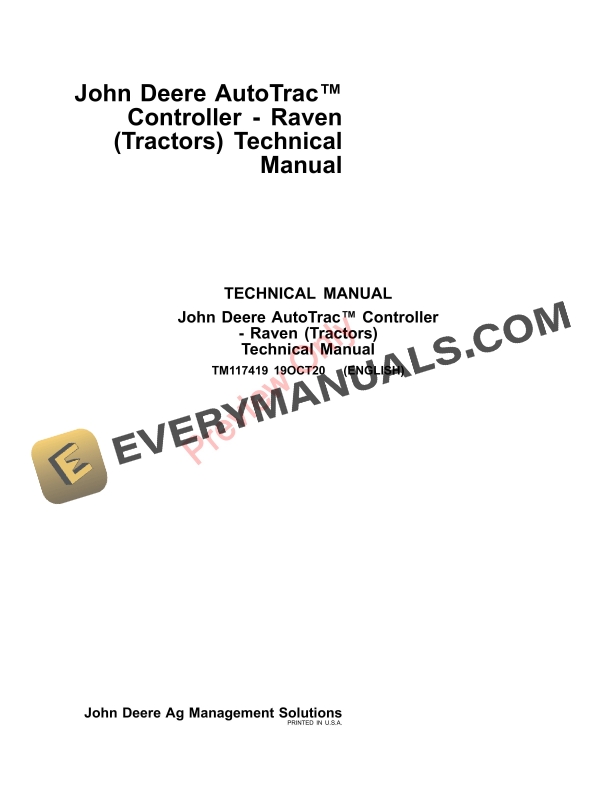 John Deere AutoTrac Controller - Raven Tractors Technical Manual TM117419 19OCT20 1 John Deere AutoTrac Controller – Raven Tractors Technical Manual TM117419 19OCT20-1