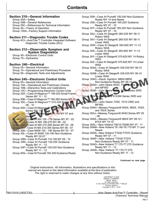 John Deere AutoTrac Controller Raven Tractors Technical Manual TM117419 19OCT20 3