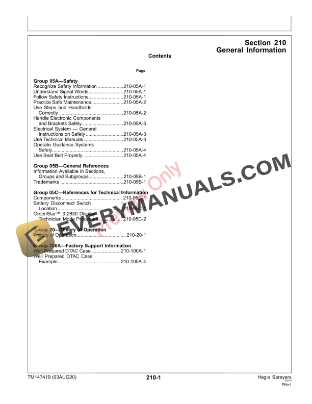 John Deere AutoTrac Integrated for Hagie Sprayers Technical Manual TM147419 03AUG20 7 John Deere AutoTrac Integrated for Hagie Sprayers Technical Manual TM147419 03AUG20 5