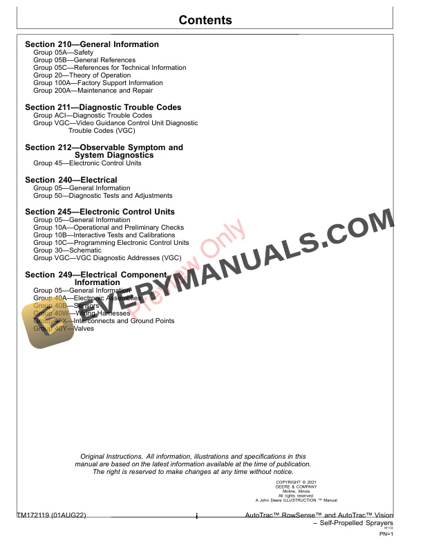 John Deere AutoTrac RowSense and AutoTrac Vision on MY 22and Hagie Sprayers Technical Manual TM172119 01AUG22 3