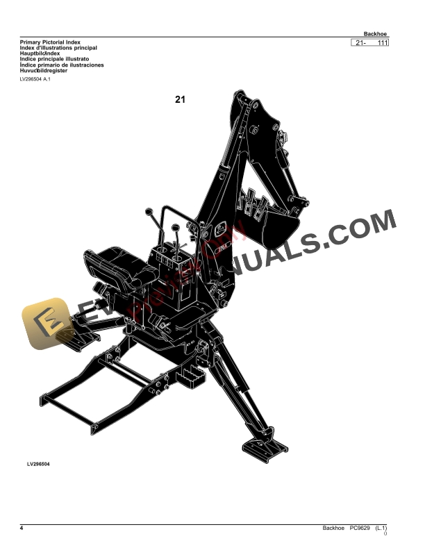 John Deere BACKHOE Parts Catalog PC9629 01AUG23 5 John Deere BACKHOE Parts Catalog PC9629 01AUG23-4