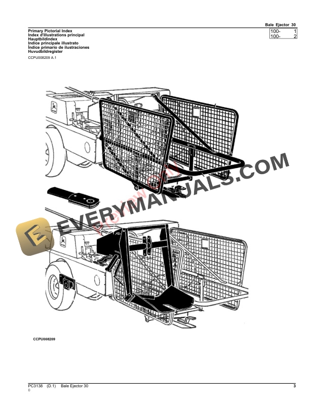 John Deere BALE EJECTOR 30 Parts Catalog PC3138 20SEP21-3