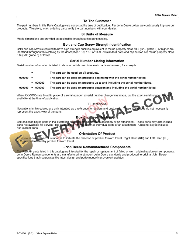 John Deere BALERS 342AT, 342AWS Parts Catalog PC3166 20SEP21-5