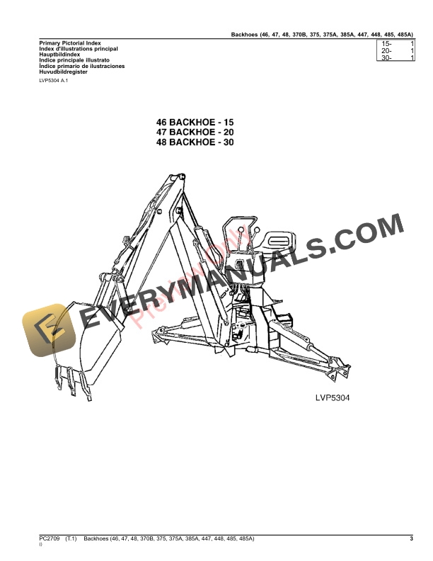 John Deere Backhoes (46, 47, 48, 370B, 375, 375A, 385A, 447, 448, 485, 485A) Parts Catalog PC2709 19SEP23-3