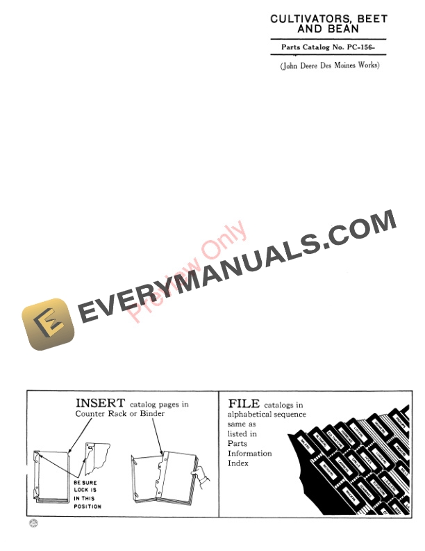 John Deere Beet and Bean Cultivators Parts Catalog PC156 01APR61-3