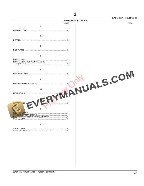 John Deere Blade, Rear-Mounted 95 Parts Catalog PC1828 08NOV17-5