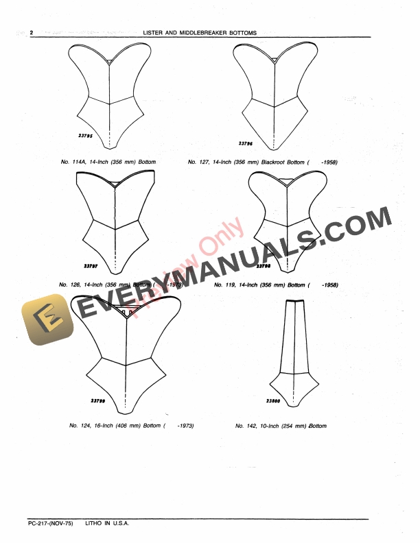 John Deere Bottom Lister, Middlebreaker Plows Parts Catalog PC217 01NOV75-4