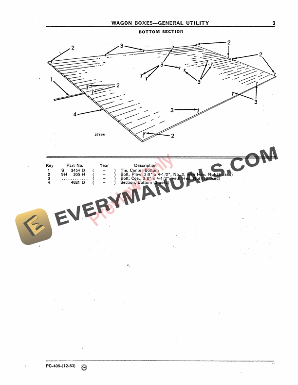 John Deere Box Wagon Parts Catalog PC405 01DEC53-5