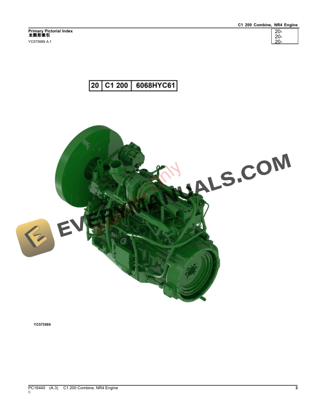 John Deere C1 200 Combine, NR4 Engine Parts Catalog PC16440 05NOV23-3