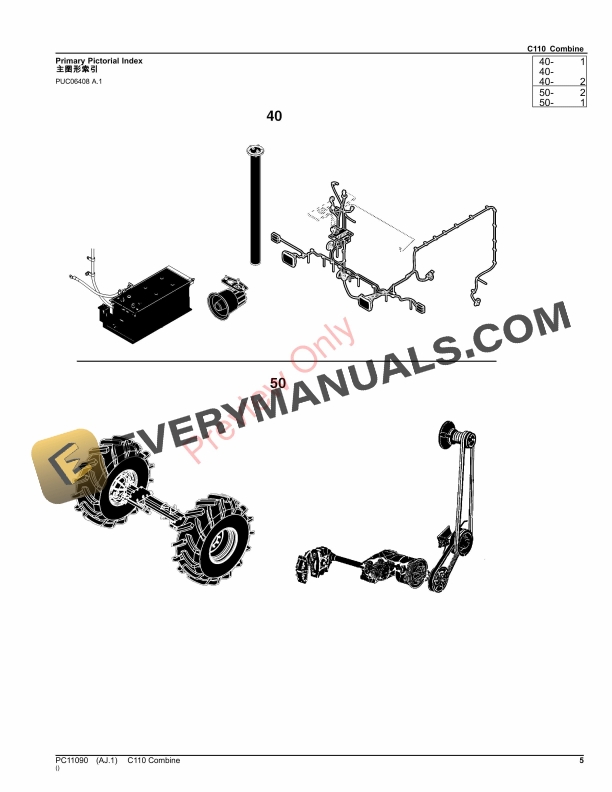 John Deere C110 Combine 019999 Parts Catalog PC11090 15OCT23 5