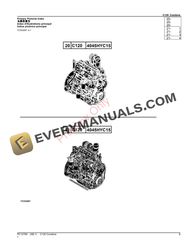John Deere C120 Combine Parts Catalog PC12799 22OCT23-3
