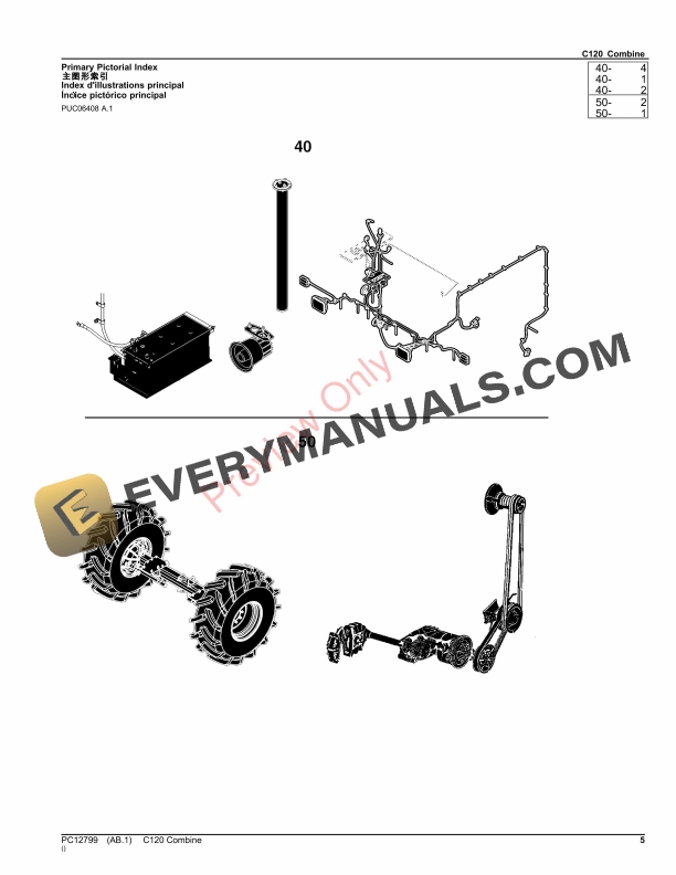 John Deere C120 Combine Parts Catalog PC12799 22OCT23-5