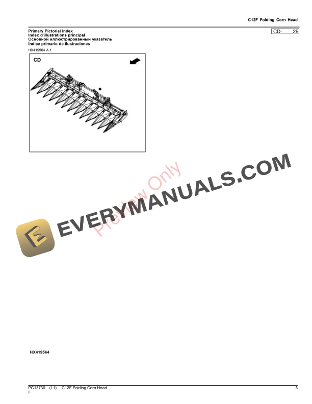 John Deere C12F Folding Corn Head Parts Catalog PC13730 15OCT23-3