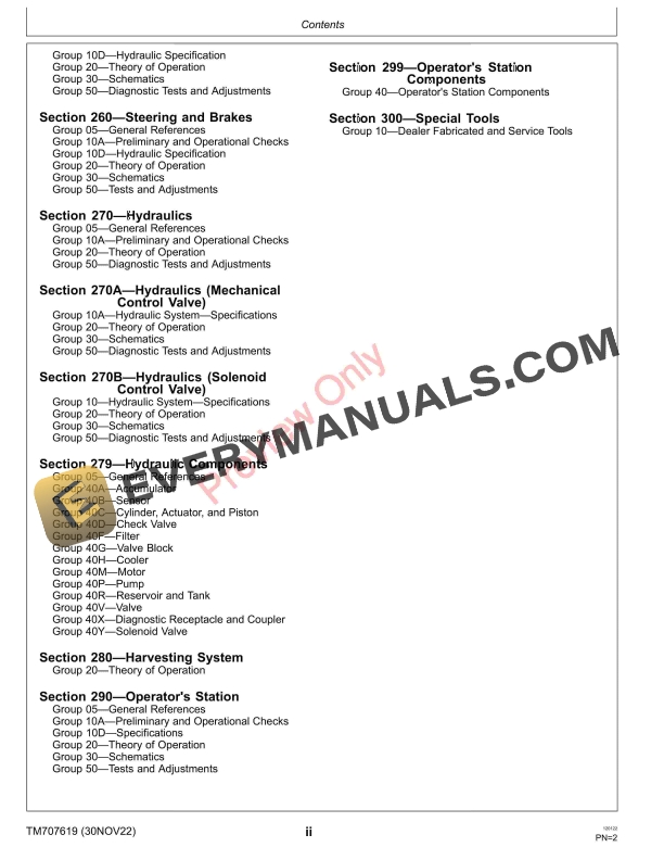John Deere C230 Combine Diagnostic Technical Manual TM707619 30NOV22 4