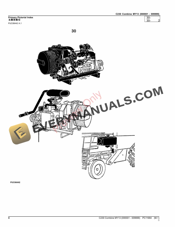 John Deere C230 Combine MY13 000001 009999 Parts Catalog PC11664 19OCT23 4