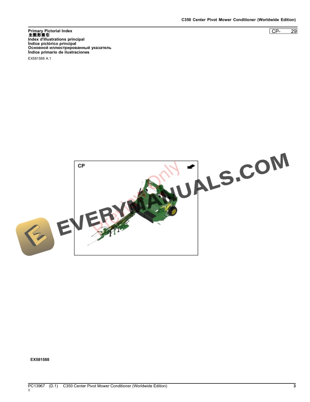 John Deere C350 Center Pivot Mower Conditioner Parts Catalog PC13967 24AUG23-3