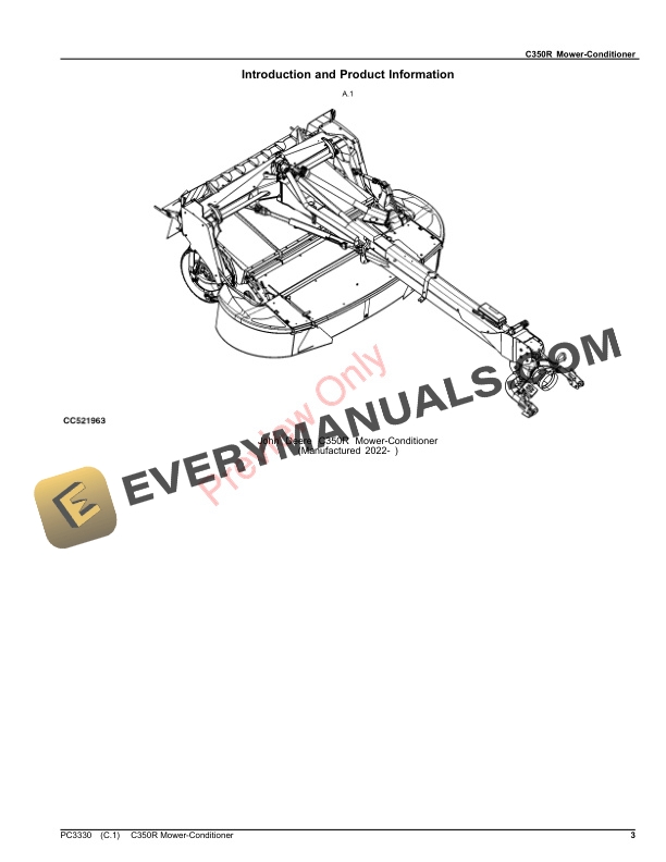 John Deere C350R Mower-Conditioner Parts Catalog PC3330 10MAY23-3