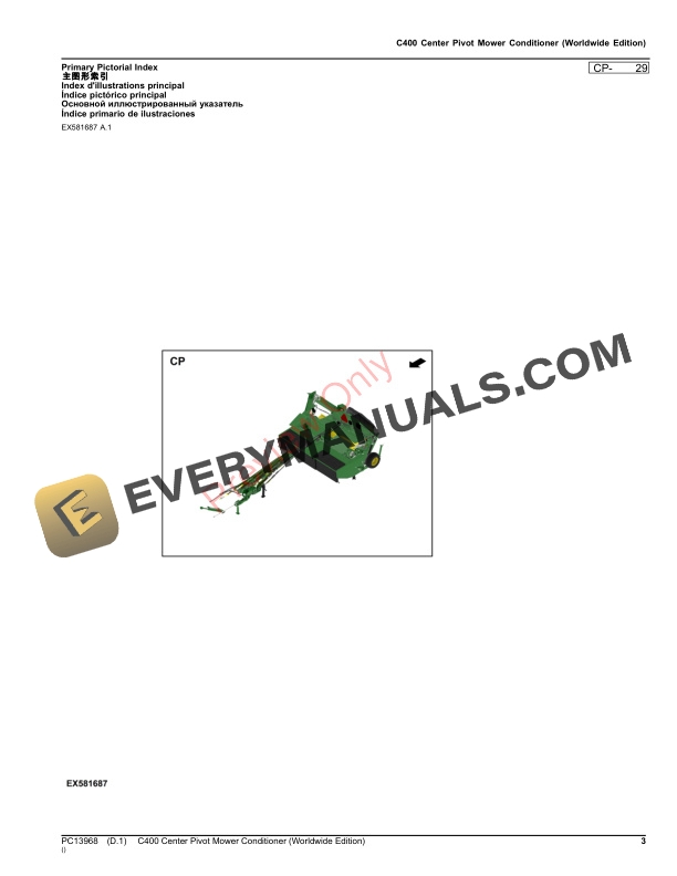 John Deere C400 Center Pivot Mower Conditioner Parts Catalog PC13968 28NOV23-3