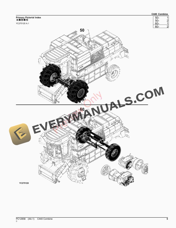 John Deere C440 Combine Parts Catalog PC12858 05NOV23-5