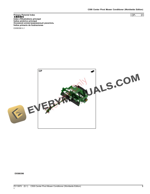 John Deere C500 Center Pivot Mower Conditioner Parts Catalog PC13970 26OCT23-3