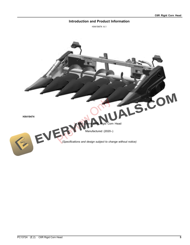 John Deere C6R Rigid Corn Head Parts Catalog PC13724 23NOV23-5