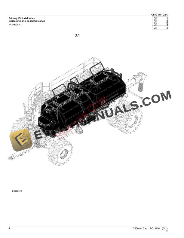 John Deere C850 Air Cart Parts Catalog PC13116 31AUG23-4