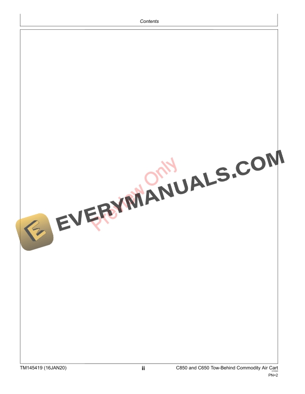John Deere C850 and C650 Tow Behind Commodity Air Cart Repair Technical Manual TM145419 16JAN20 6 John Deere C850 and C650 Tow Behind Commodity Air Cart Repair Technical Manual TM145419 16JAN20 4