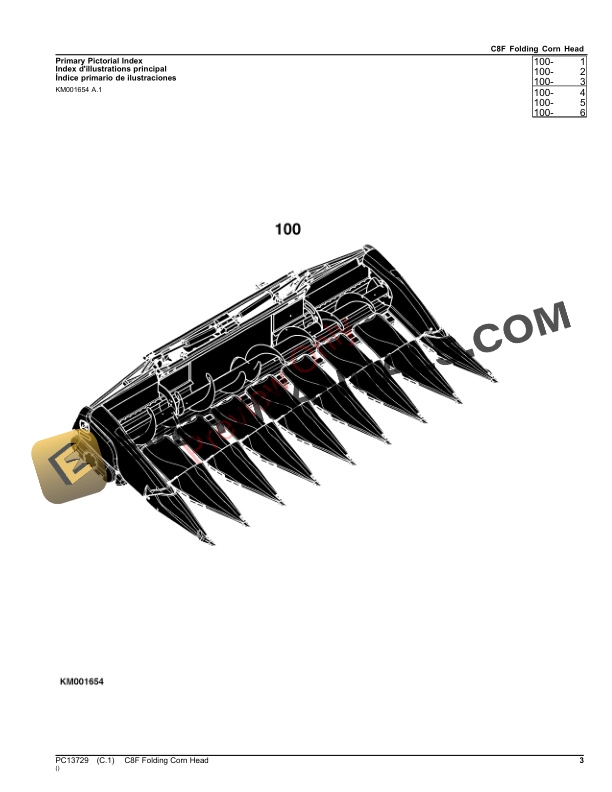 John Deere C8F Folding Corn Head Parts Catalog PC13729 15JUN23-3