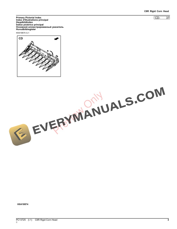 John Deere C8R Rigid Corn Head Parts Catalog PC13725 23NOV23-3