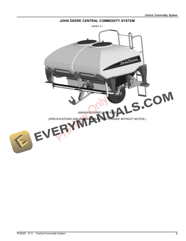 John Deere CENTRAL COMMODITY SYSTEM Parts Catalog PC9229 20JAN21-3